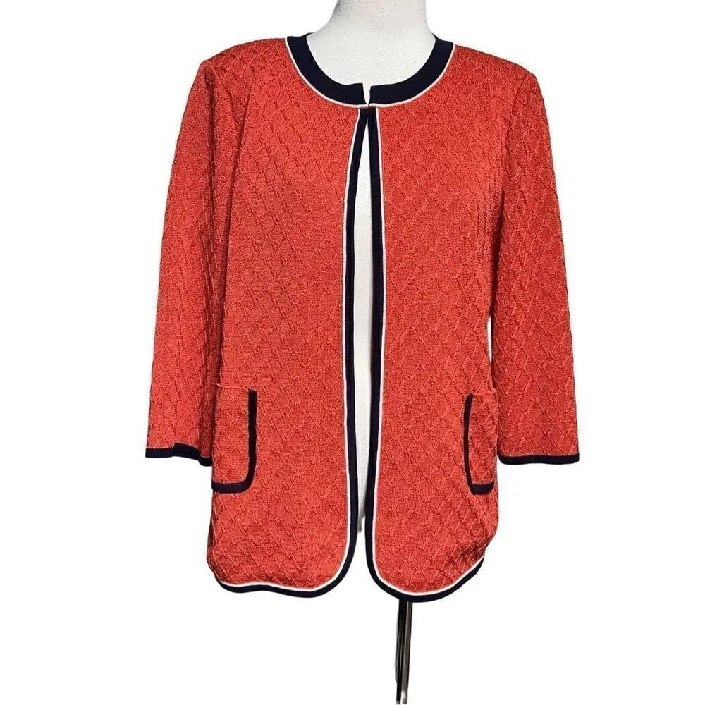 MISOOK Orange Open Front Cardigan Sweater Long Sleeve Size Medium